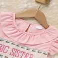 thumbnail image 6 of ZEHJUHAN Toddler Girls' Pink Short Sleeve Ruffle Dress Letter Embroidery Bow Detail Back Button Dress Pink，2Y, 6 of 10