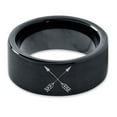 thumbnail image 2 of Tungsten Archery Bow Arrows Crossed Band Ring 9mm Men Women Comfort Fit Black Flat Cut Brushed Polished, 2 of 4