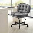 thumbnail image 2 of Miniyam Armless-Office Desk Chair with Wheels,PU Leather Cross Legged Wide Chair for Home Office,Gray, 2 of 6