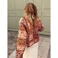 thumbnail image 5 of HH TRAF Abrigo holgado con estampado floral para mujer, moda de invierno, abrigo corto elegante para mujer, abrigo vintage abrigado, ropa informal de calle, 5 of 5