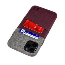 Dockem iPhone 11 Pro Max Luxe M2 Wallet Case; Built-in Metal Plate, 2 Card Holder Slots, Maroon/Grey