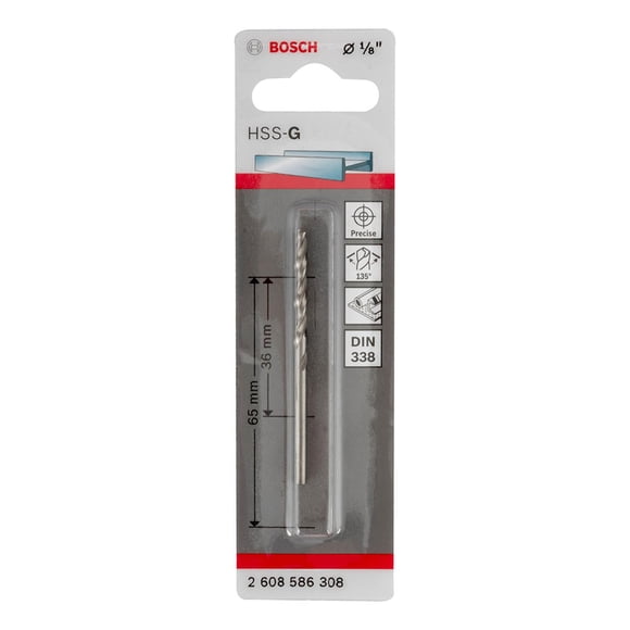 Pack De 2 Broca Para Metal Bosch Hss-G 1/8" Acero Rápido