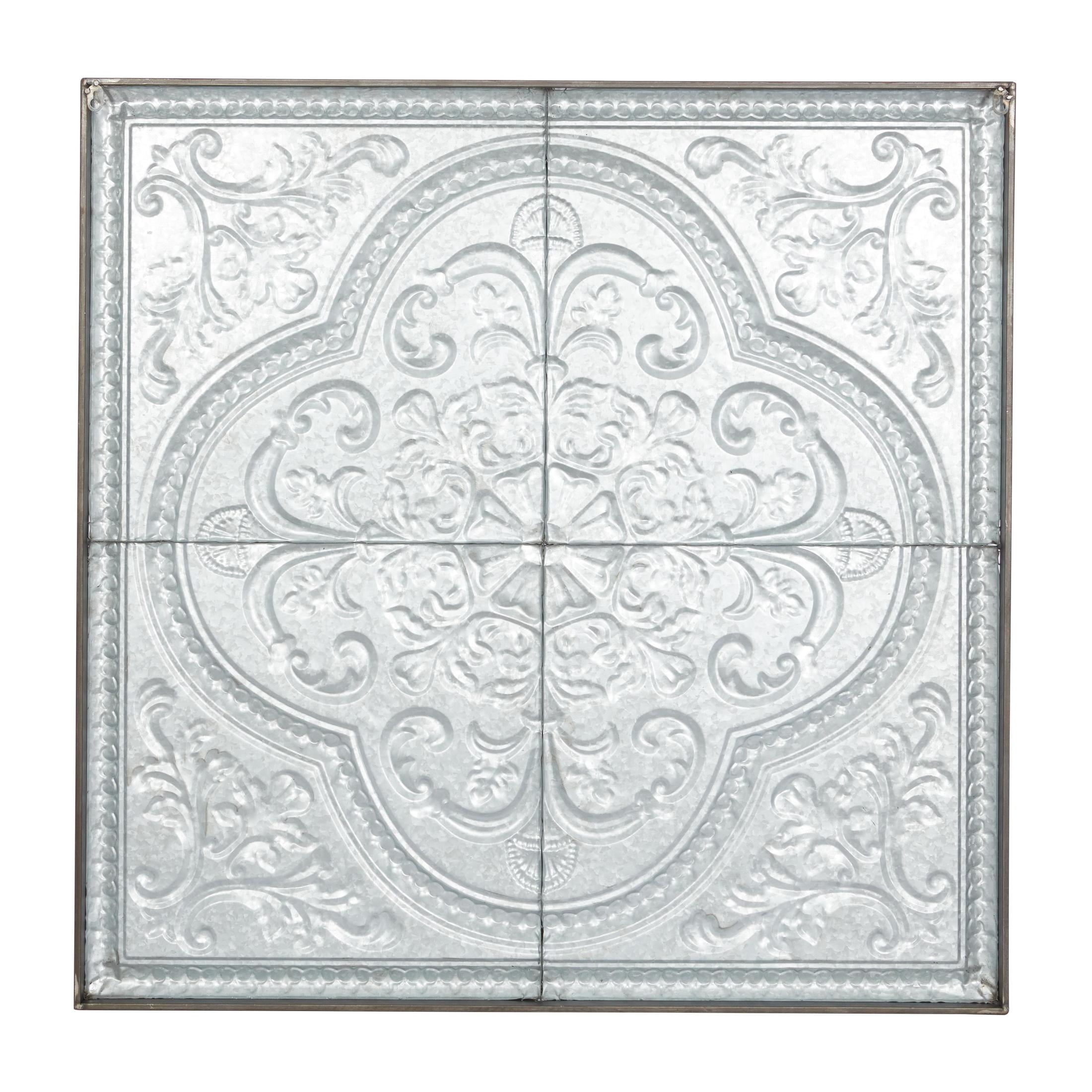 DecMode Gray Metal Scroll Wall Decor with Embossed Details