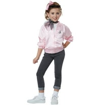 50S Satin Varsity Child Costume Grease Pink Costume Jacket