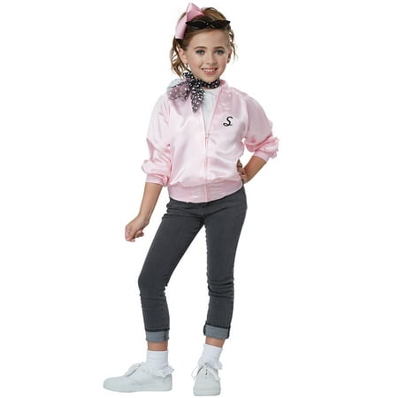 50's satin varsity jacket girls costume pink