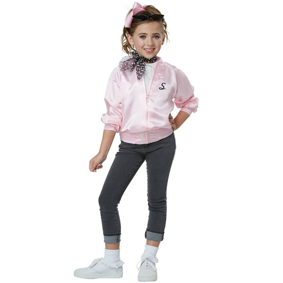50S Satin Varsity Child Costume Grease Pink Costume Jacket