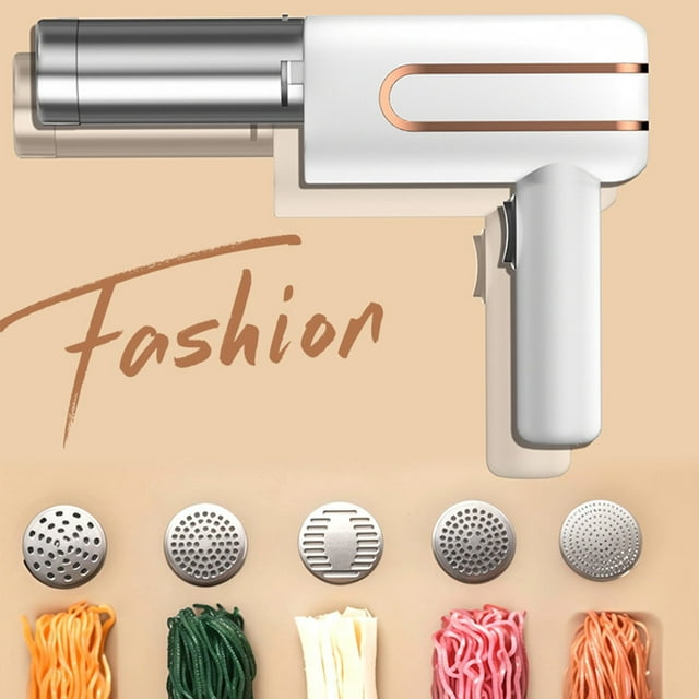 HaoXun Machine à Nouilles Électrique Portative à Main - Presse-Pâtes Automatique Sans Fil et Portable avec Acier Inoxydable 304, Conception Multi-Formes pour la Cuisine à la Maison, les Fêtes et l'Usage Quotidien