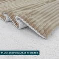 thumbnail image 3 of PAVILIA Reversible Sherpa Fleece Throw Blanket Twin Taupe Tan Camel, Soft Fuzzy Plush Flannel Throw, Warm Ribbed Microfiber Blanket for Sofa Couch Bed, Thick Striped Blanket, Taupe, 60x80, 3 of 7