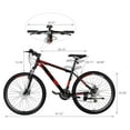 thumbnail image 2 of 26 Inch Mountain Bike 21-Speed Disc Brakes Thickened Shock-Absorbing Front Fork High Carbon Steel Frame with Adjustable Saddle​ Red Black, 2 of 13