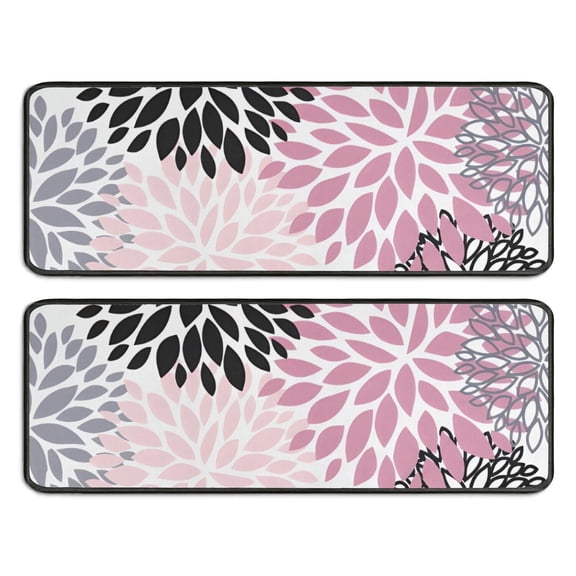 Kitchen Rugs Sets Of 2,Pink Floral and Petal Pattern Anti Fatigue Kitchen Mat Rugs Non Slip Washable,Decorative Kitchen Floor Mats for Kitchen,Sink,Laundry,17"x47" 17"x47"
