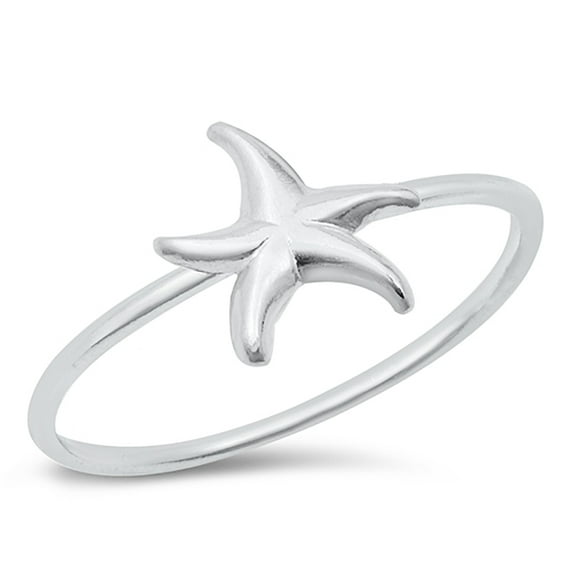 Sterling Silver Plain Starfish Ring Size 3