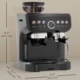 thumbnail image 2 of Black 15-Bar Espresso Machine with Grinder & Milk Frother - Compact Home Coffee Maker for Rich Lattes & Cappuccinos - 12.2" x 12.1" Kitchen Appliance, 2 of 7