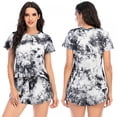 thumbnail image 1 of PRAETER Women's Tie-dye Shorts Pajamas Suit Short-sleeved Pajamas Casual Pajamas Three Colors Five Yards, 1 of 7