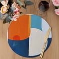 thumbnail image 3 of Blue Burnt Orange Round 13 Inch Placemats Set of 4, Modern Oil Painting Geometric HeatResistant Non Slip Place Mats for Dining Table, Wipeable Braided Kitchen Table Mats for Housewarming, 3 of 9