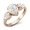 thumbnail image 3 of Mooneye 1.25 Ct Pear Moissanite Diamond 925 Sterling Silver Rose Vermeil Trio Stone Women Gift Ring, 3 of 3