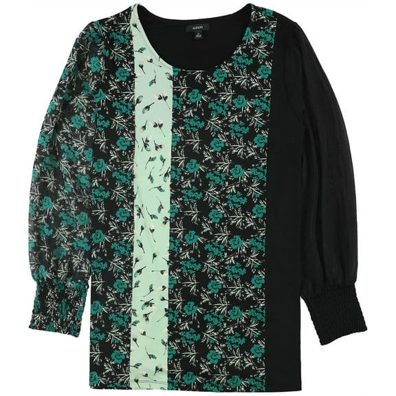 Alfani Womens Mixed Print Pullover Blouse, Green, 3X