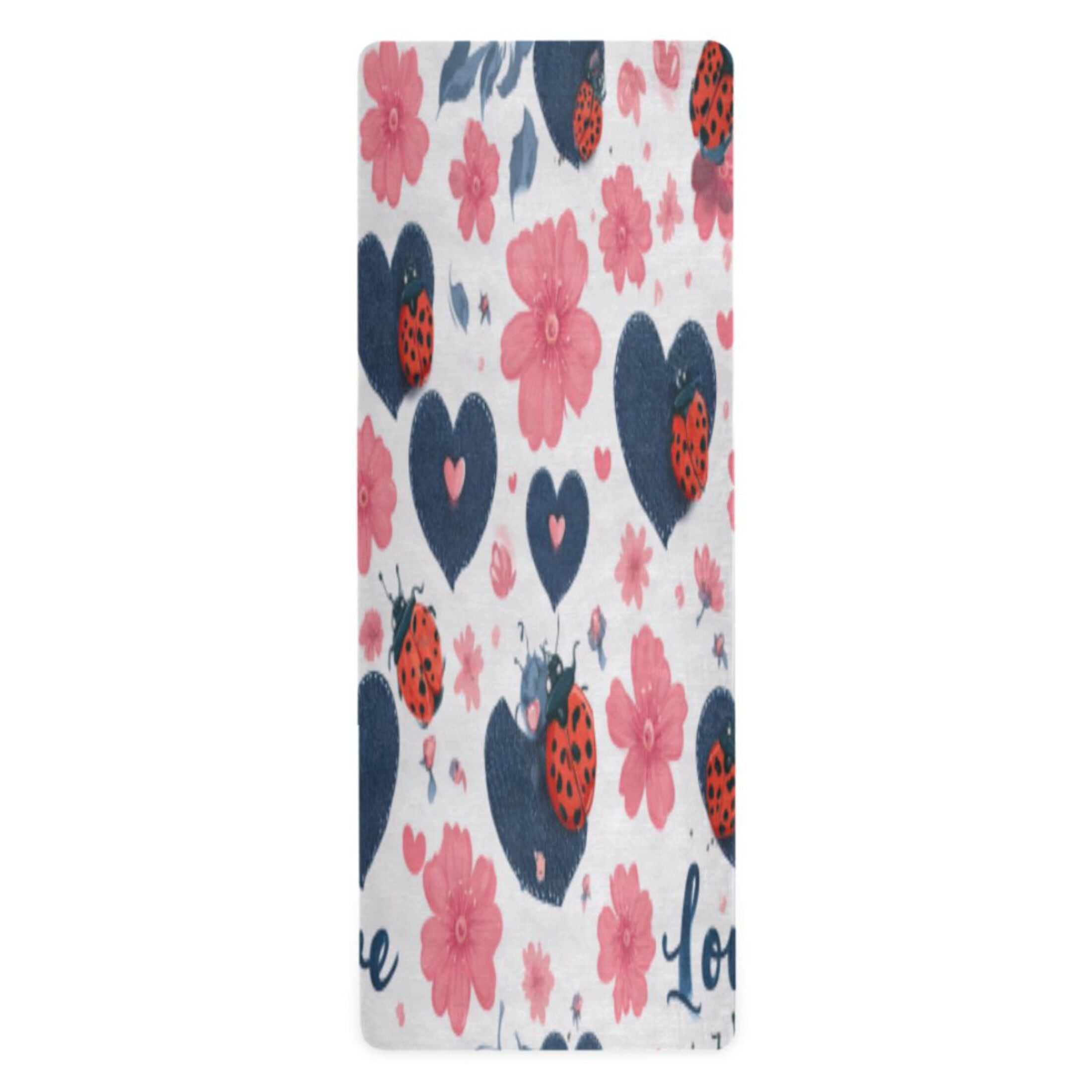 BZSMCE Yoga Mat Women Fitness Mat Floral Ladybug Heart Pattern