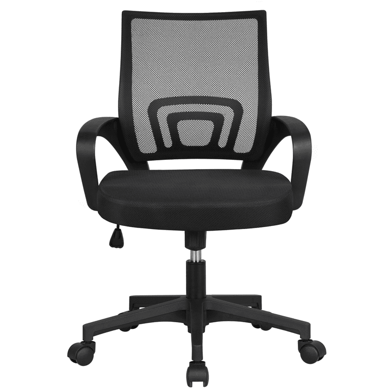 Basics Mesh Mid-Back Adjustable-Height 360-Degree Swivel Office Desk  Chair with Armrests and Lumbar Support, Black