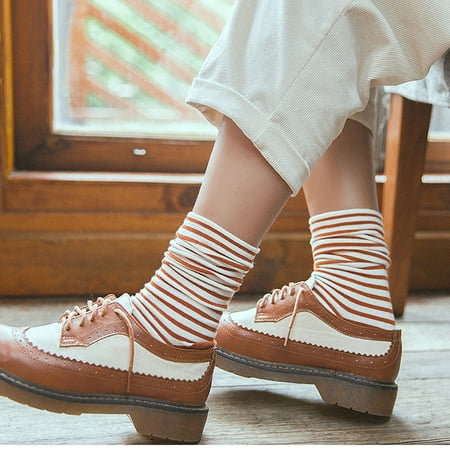 

THE WILD Simple and stylish Winter Women Warm Stripe Socks Mid Tube Socks Cotton Retro Style Fashion Sock
