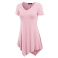 thumbnail image 2 of Made by Johnny Women's V-Neck Asymmetrical Tunic Top S PINK, 2 of 6