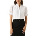 thumbnail image 2 of INSPIRE CHIC Summer Blouses for Women's Dressy Short Sleeve V Neck Button Down Hollow Out Embroidered Shirts XS White, 2 of 6