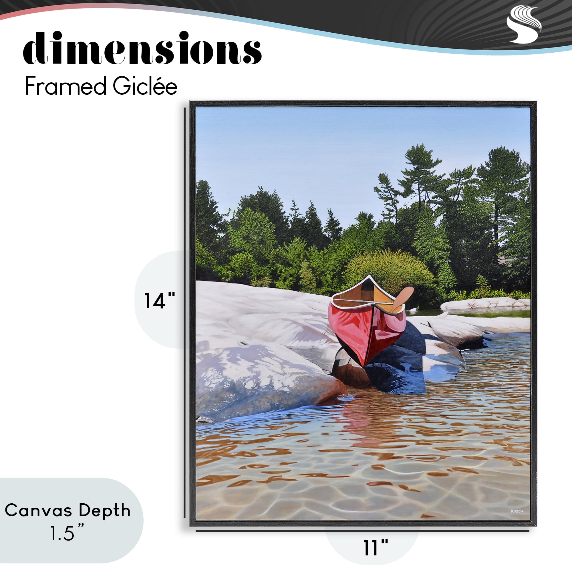 Stupell Industries Canoe at Water's Edge Black Framed Giclee Art, design by Kenneth M Kirsch