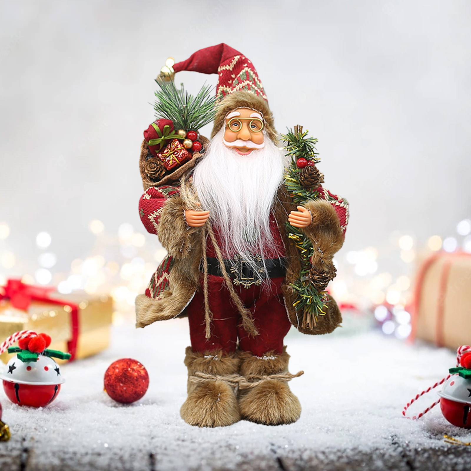 kkbbma under $5 Figura de Pap Noel de Navidad, decoraciones de Pap Noel de 12 pulgadas, figura de Pap Noel de pie, decoracin navidea, decoracin de interiores, regalos de cumpleaos