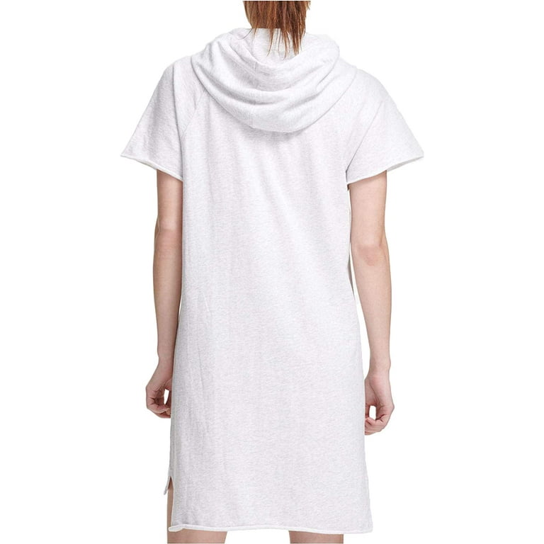 Dkny sport logo hooded sweatshirt dress discount