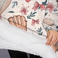 thumbnail image 3 of Oversized Wearable Blanket Hoodie,Pink and Blue Baseball Items Pattern Sherpa Blanket Hoodie with Super Pockets,Super Warm Fuzzy Pullover for Women & Men, 3 of 6