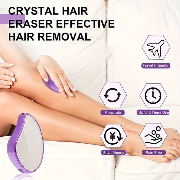 Canvalite Magic Crystal Hair Remover - Fast Painless Epilator for Smooth Skin, Waterproof, Reusable, and Washable for Arms, Legs, Back, and Body Hair Removal, Unscented and Portable for Bikini Line an