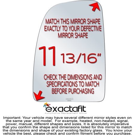 exactafit 8181L Driver Side Mirror Upper Glass Replacement Fits 2014-2023 Ram Promaster 1500 2500 3500 Left Hand 3m Adhesives