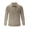 thumbnail image 4 of HOMADLES Mens T Shirt Long Sleeve Lapel Button Solid Pique Golf Shirt, Pullover Shirt Khaki S, 4 of 6