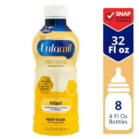 Enfamil Infant Formula Milk-based Baby Formula with Iron Omega-3 DHA & Choline Ready-to-Use Liquid Bottle 32 Fl Oz