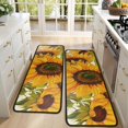thumbnail image 4 of Kitchen Rugs Sets Of 2,Beige Calligraphy Sunflower Pattern Anti Fatigue Kitchen Mat Rugs Non Slip Washable,Decorative Kitchen Floor Mats for Kitchen,Sink,Laundry,17"x47"+17"x47", 4 of 5