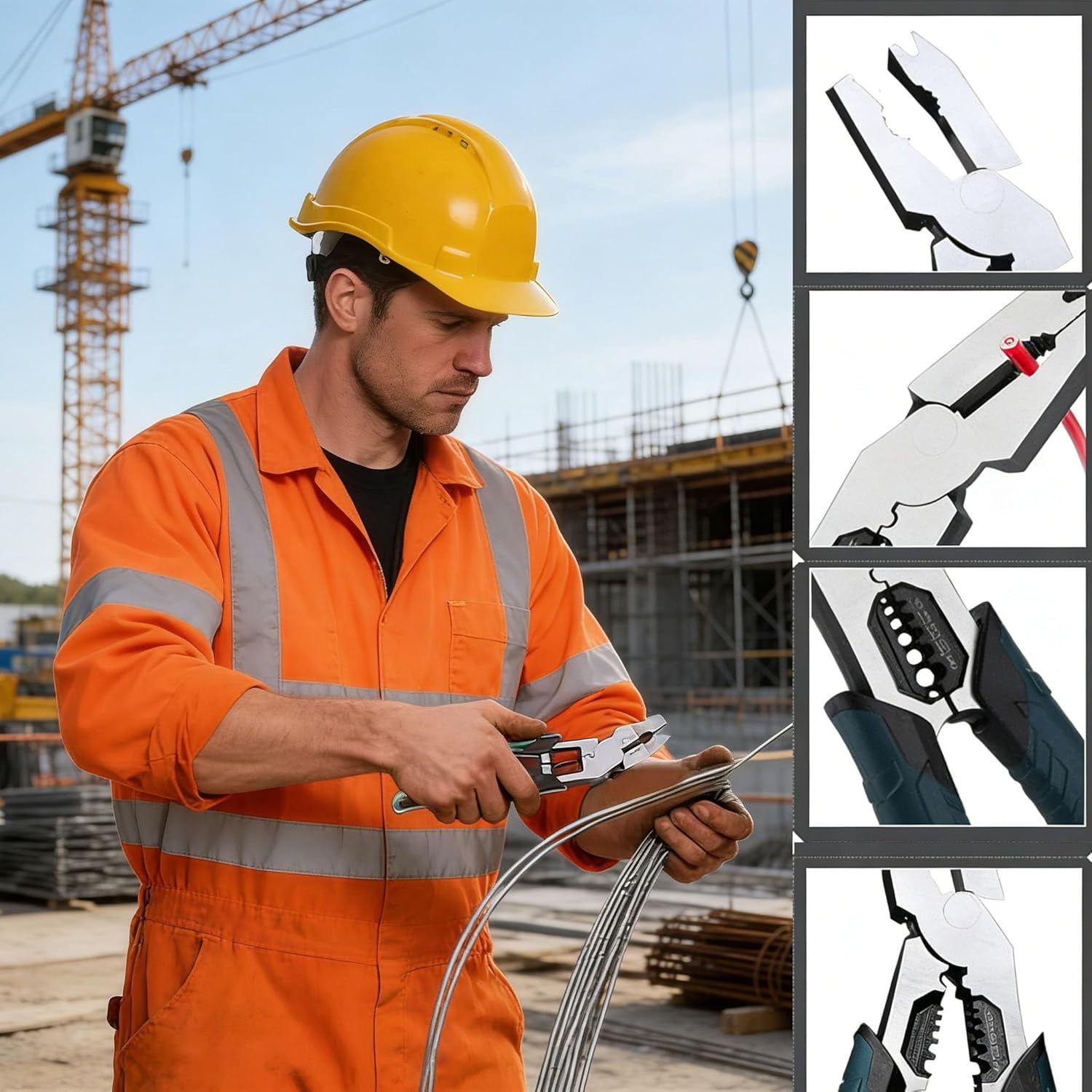 Industrial-Grade Multi-function Cutting Pliers, 9-in-1 Heavy-Duty Compound Action Wire Cutters,Heavy-Duty MultiFunctional Plier Nail Puller/Wire Cutter/Stripper/Crimper for Electricians and Homes (Q)
