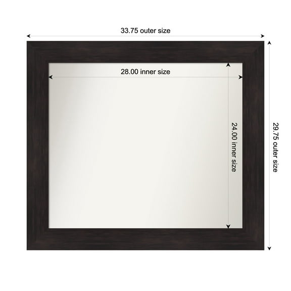 Amanti Art Custom Framed Wall and Bathroom Mirror (29.75 x 33.75 in.), Furniture Espresso Frame