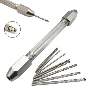 Double End Pin Vise Hand Chuck with 10 Drill Bits for Jewelry and Watch Repair