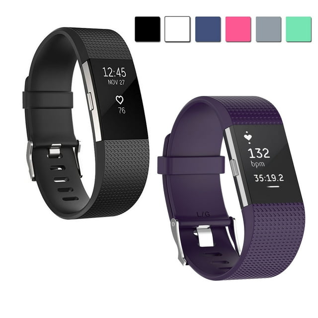 For Fitbit Charge 2 Bands, 2-Pack Replacement Soft Silicone Sport Strap Wristband Accessories for Fitbit Charge 2 Smartwatch