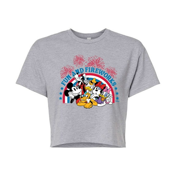 Disney - Fun And Fireworks - Juniors Cropped Cotton Blend T-Shirt