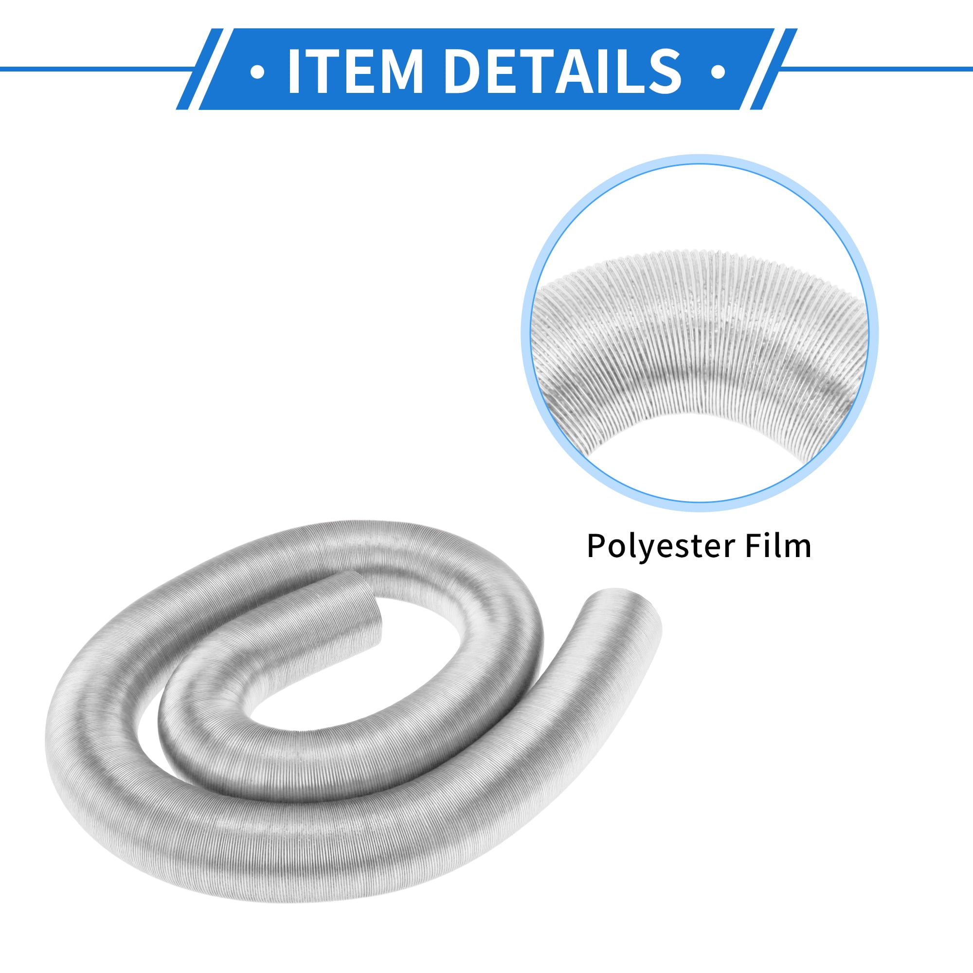 Unique Bargains 60mm Dia 300cm Car Heater Duct Pipe   Aluminum Foil Warm Air Ducting Hose for Diesel Heater Silver Tone