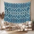 thumbnail image 2 of Blue Ombre Geometric Tapestry for Bedroom Wall Hanging Tapestry, Aqua Morocco Modern Abstract Art Ceiling Backdrop Tapestries Poster Blanket Wall Decor for Teens Room Living Room Dorm 51" x 59", 2 of 8