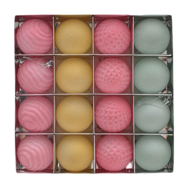 16 piezas - Adornos, decoraciones navideñas, 6 cm, colgantes con dijes para festivales Rosa Amarillo Azul