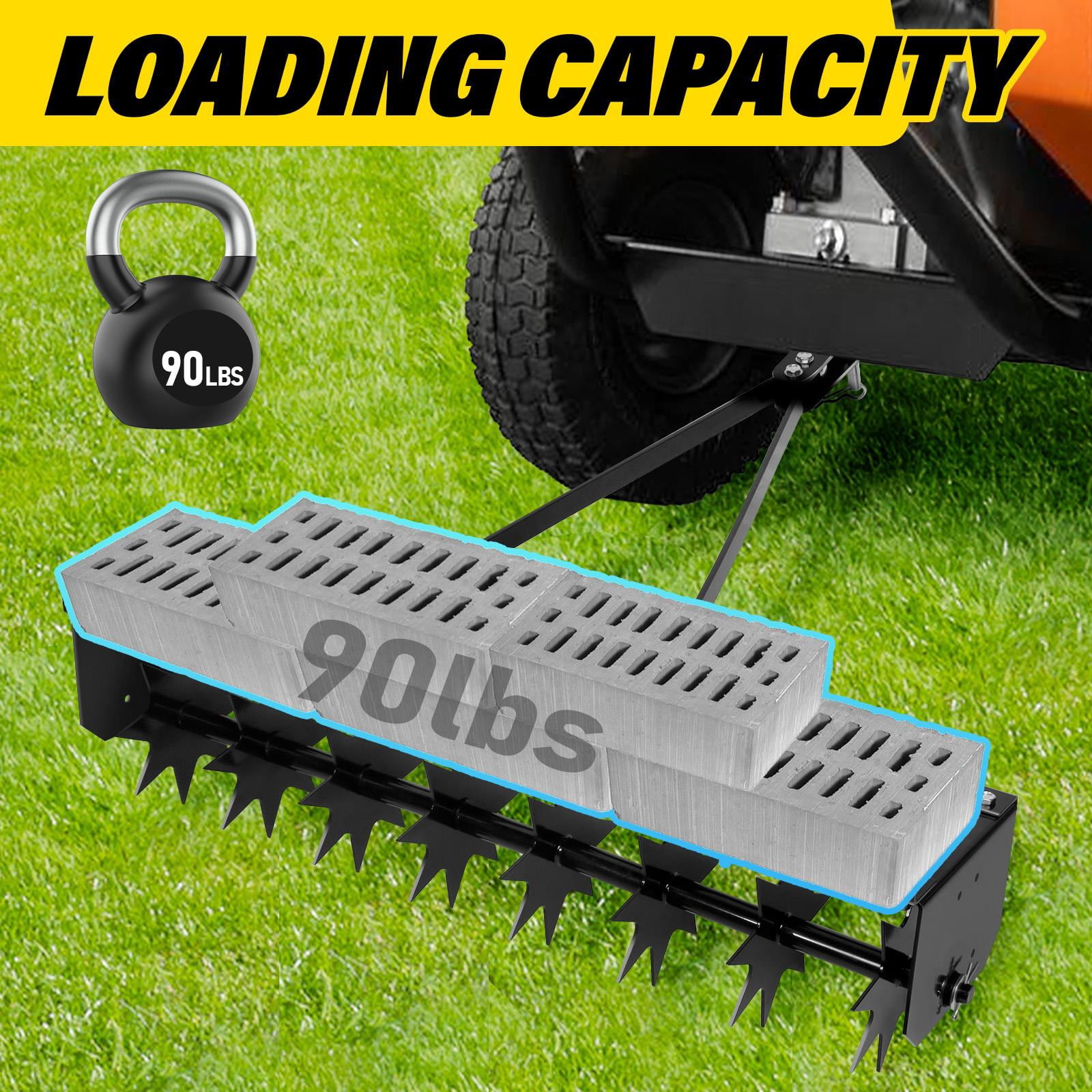 Zhuotong Seeutek 23 Inch Tow-Behind Lawn Aerator | Heavy-Duty Spike Roller with Star-Shaped Tines, 2" Deep Soil Penetration, Suitable for Garden, Yard & Lawn