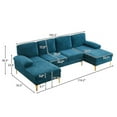 thumbnail image 7 of U Shape Sectional Sofa,Modern Large Chenille Fabric Modular Couch,Extra Wide Sofa with Chaise Lounge and Golden Legs for Living Room (113.39”L-Blue-Green), 7 of 7