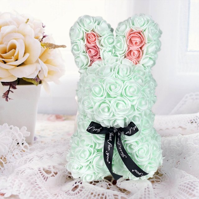 Simulation Rose Bunny, Valentine's Day Simulation Rose Bunny Cuddle Bunny Birthday Gift Foam Bunny