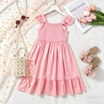 thumbnail image 6 of Splozh Girl's Dresses 2-15 Years Cotton Ruffle Sleeve Tiered Swing A-Line Cute Midi Casual Sundress,Pink,2-3 Years, 6 of 6