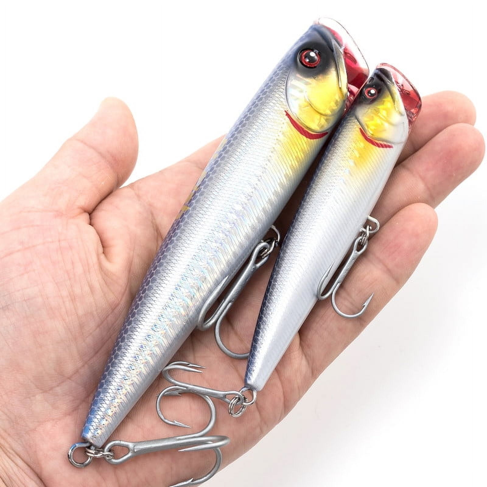 Dr.Fish Popper Saltwater Fishing Lures, 4/5.5 Inches GT Popper VMC Treble Hooks Surf Fishing Lures for Striper Pike Salmon Lures Bass Popper Fishing Plugs Offshore