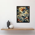 thumbnail image 4 of Arabesque Design Detail in Blue Orange and Red Ornate Botanical Pattern Art Print Framed Poster Wall Decor 12x16 inch, 4 of 5