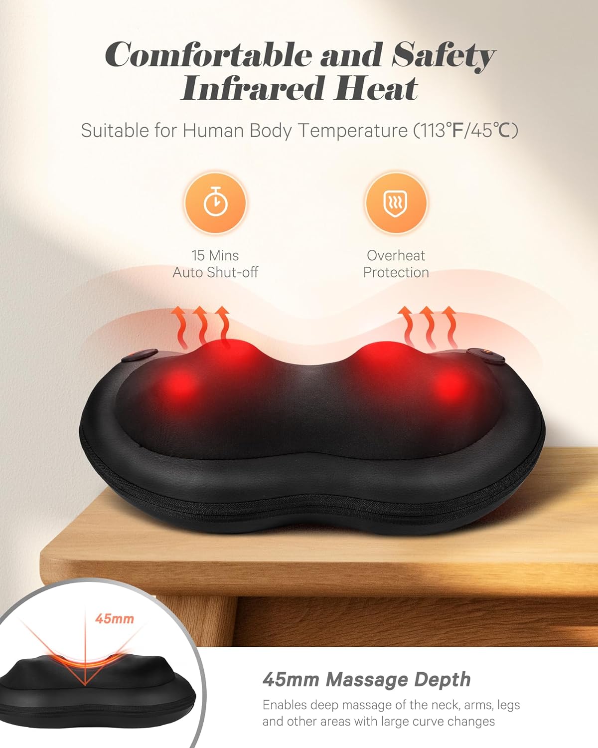 Naipo Shiatsu Neck Back Massager with Heat, Electric Massager Deep Tissue Kneading Massage to Relief Shoulder Muscles, Gift for Mom/Dad/Women/Men in Home Office and Car - image 3 of 12