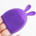 thumbnail image 3 of Rabbit Shape Silicone Bath Brush Manual Facial Cleansing Massage Tool (Purple) 2 Pcs, 3 of 5